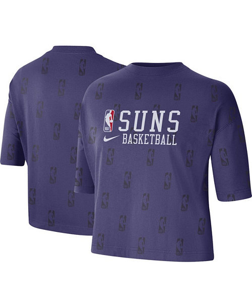 Women's Purple Phoenix Suns Allover NBA Logo Boxy T-shirt