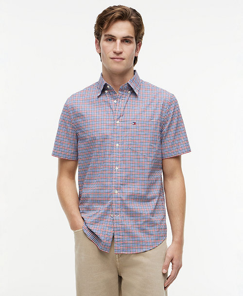 Men's Oxford Multi-Gingham Short-Sleeve Shirt