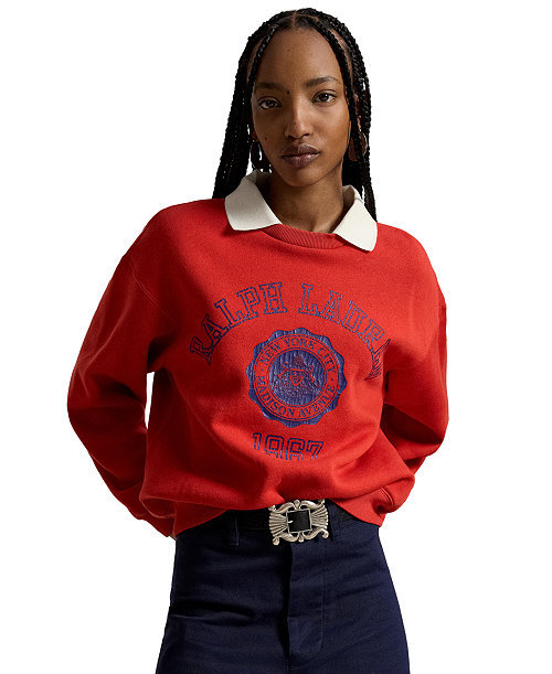 Women's Polo Collar Crewneck Sweatshirt