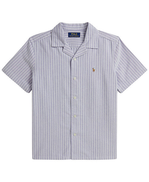 Boys' 8-20 Striped Cotton Oxford Camp Shirt