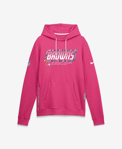 Men's Pink Cleveland Browns 2026 NFL Cruical Catch Sideline Dri-Fit Pullover Hoodie