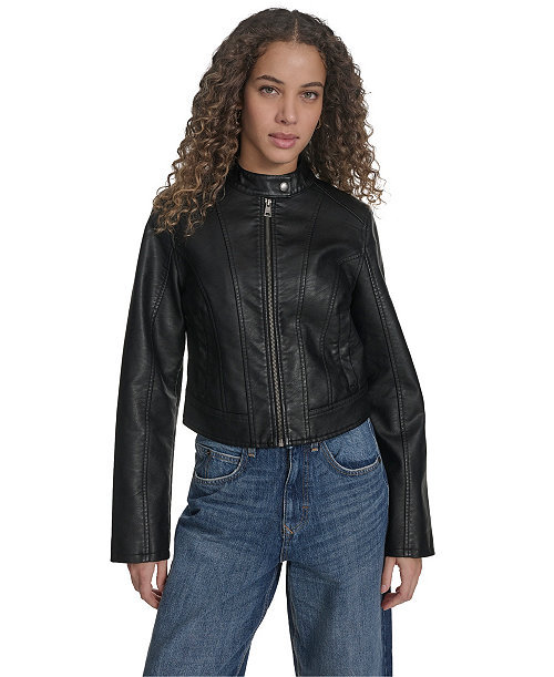 Women's Faux Leather Racer Jacket