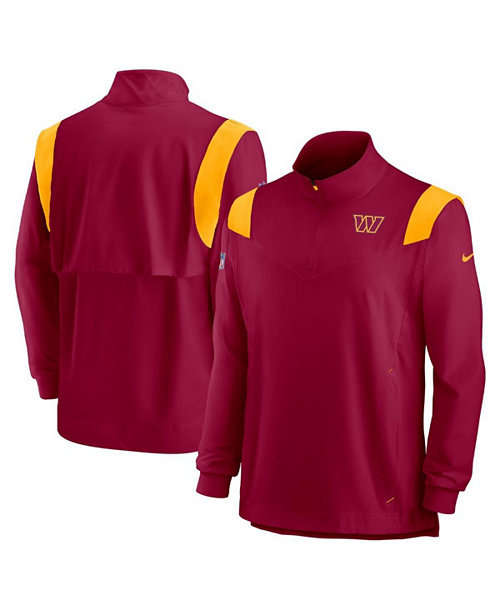 Men's Burgundy Washington Commanders Sideline Coach Chevron Lockup Quarter-zip Long Sleeve Top