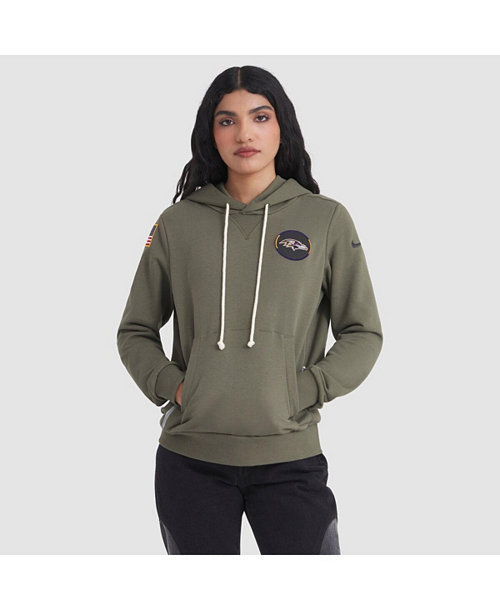 Women's Olive Baltimore Ravens 2025 Salute to Service Sideline Standard Issue Dri-FIT Hoodie
