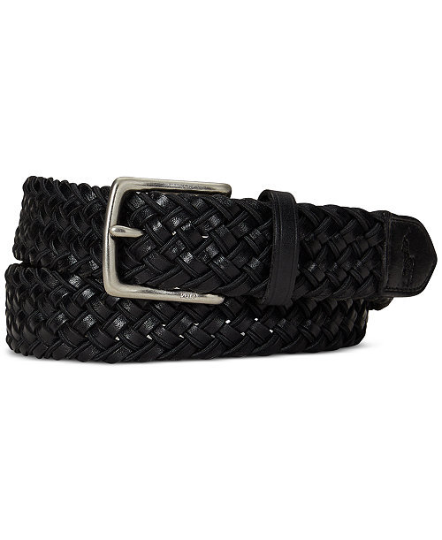Men's Leather & Braided Cord Woven Belt