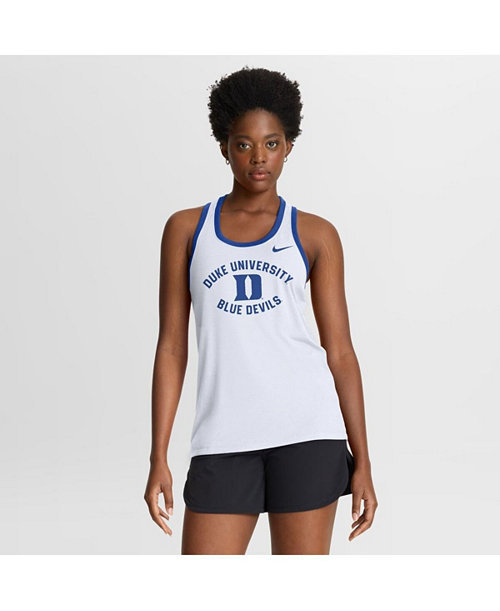 Women's White Duke Blue Devils Uni Name Tri-Blend Dri-FIT Tank Top