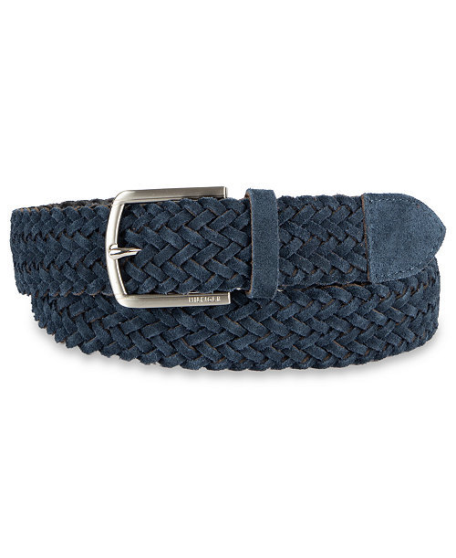 Men's Suede Braided Silver-Tone Finish Belt
