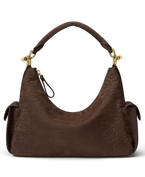Blaike Suede Croc-Embossed Small Shoulder Handbag