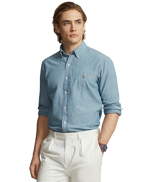 Men's Long Sleeve Classic-Fit Chambray Shirt