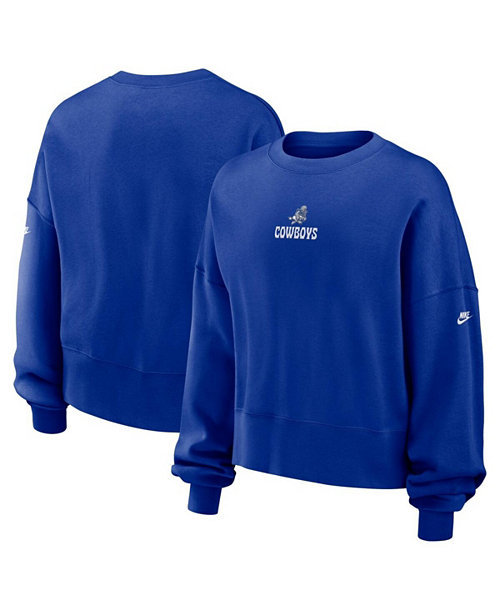 Women's Royal Dallas Cowboys Oversized Long Sleeve Cropped Sweatshirt