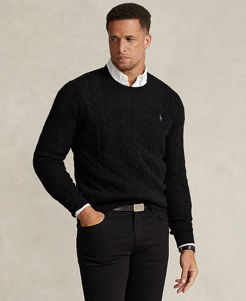 Men's Big & Tall Cable-Knit Wool-Cashmere Sweater