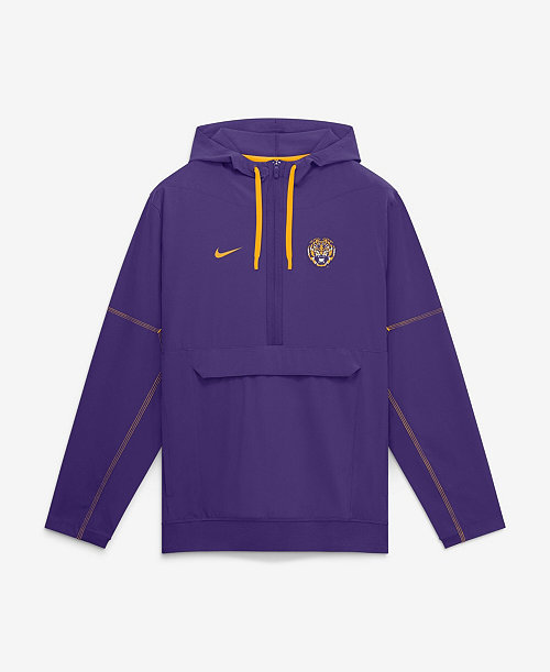 Men's Purple LSU Tigers 2026 Sideline Anorak Half-Zip Hooded Jacket