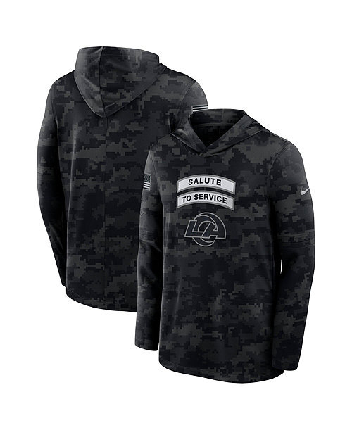 Men's Black Los Angeles Rams 2026 Salute to Service Sideline Lightweight Hooded Pullover