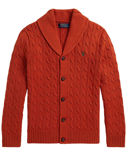 Boys' 8-20 Cable-Knit Cotton Shawl Cardigan