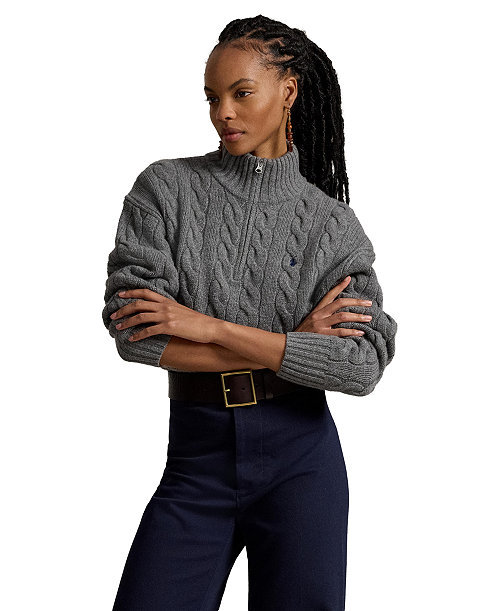 Women's Cable-Knit Half-Zip Sweater