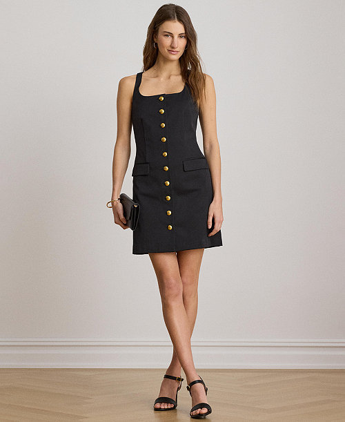 Women's Button-Trim Faille Cocktail Dress