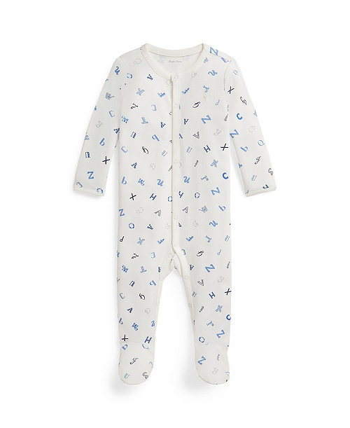 Baby Boys' Alphabet-Print Cotton Footed Coverall