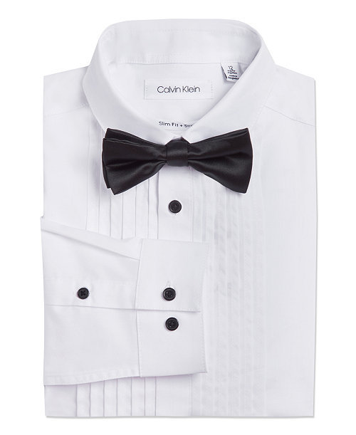 Big Boys Husky Tuxedo Shirt and Bow Tie Box Set