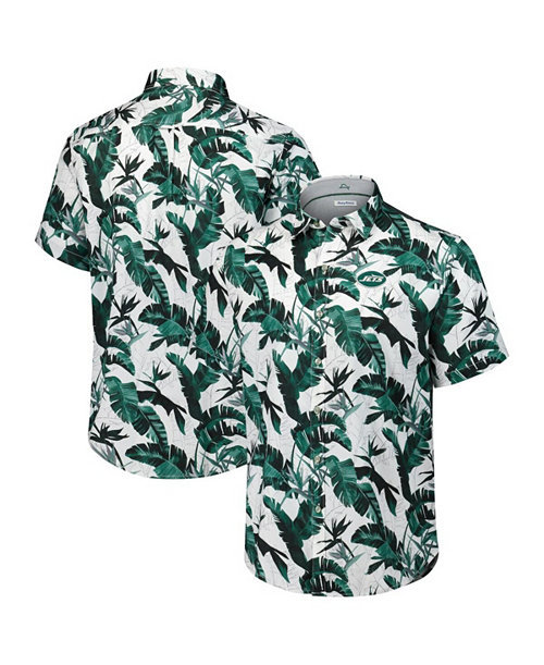 Men's Green New York Jets Sunnyvale Blooms Camp Button-Up Shirt
