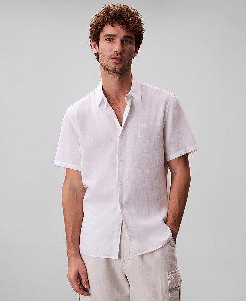 Men's Linen-Blend Classic Button-Down Shirt