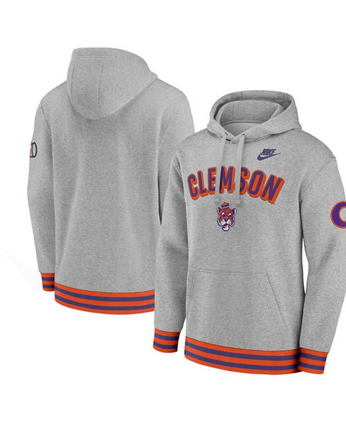 Men's Heather Gray Clemson Tigers Legacy Retro Pullover Hoodie