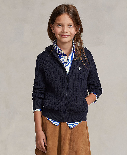 Girls' 7-16 Mini-Cable Full-Zip Hoodie