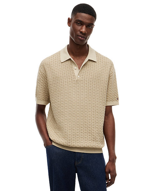 Men's Textured Sweater Polo