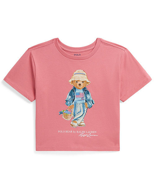 Girls' 7-16 Polo Bear Crewneck Jersey Boxy T-Shirt