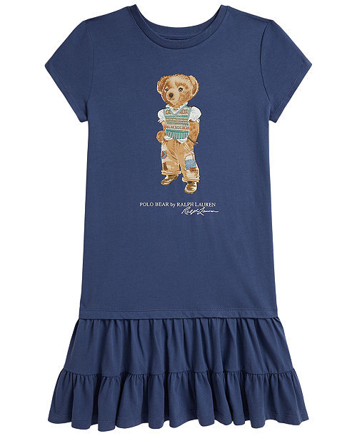 Girls' 7-16 Polo Bear Short-Sleeve Jersey Dress