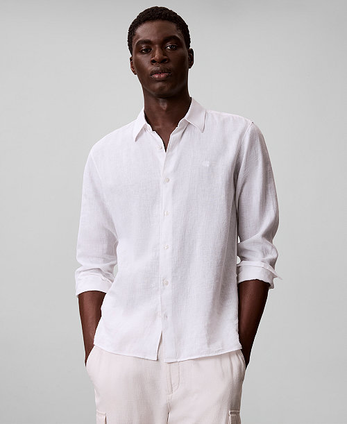 Men's Solid Linen-Blend Shirt