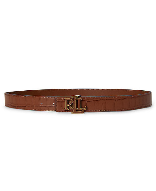 Reversible Croc-Embossed Leather Belt
