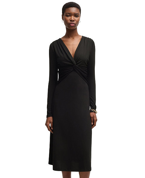 BOSS by Women's Stretch Crepe Twist-Front Dress