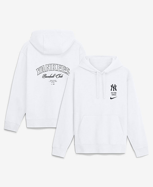 Men's White New York Yankees Minimal Club Fleece Hoodie