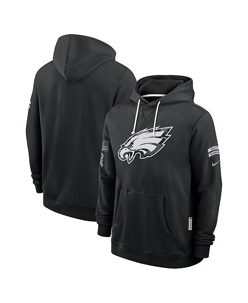 Men's Black Philadelphia Eagles 2026 Salute to Service Sideline Pullover Hoodie