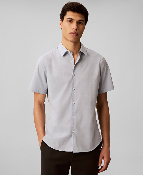 Men's Windowpane Sup Short-Sleeve Shirt