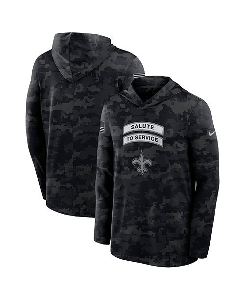 Men's Black New Orleans Saints 2026 Salute to Service Sideline Lightweight Hooded Pullover