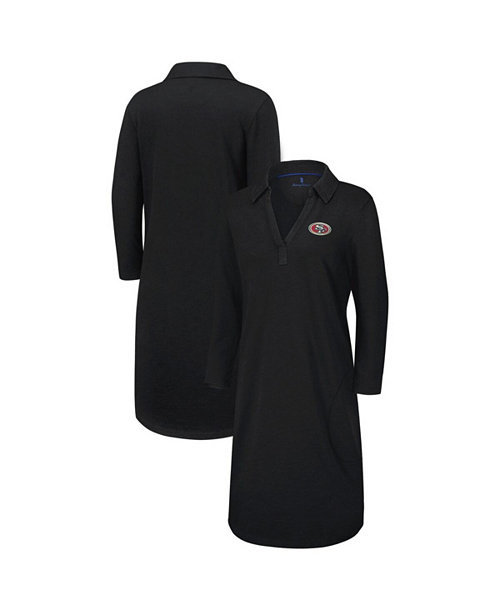 Women's Black San Francisco 49ers Ashby Isles Three-Quarter Length Sleeve Pullover Jersey Dress
