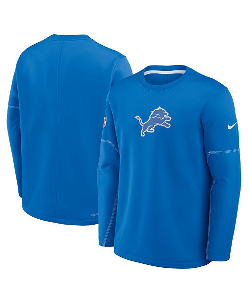 Men's Blue Detroit Lions Sideline Coaches Midweight Therma-FIT Sweatshirt