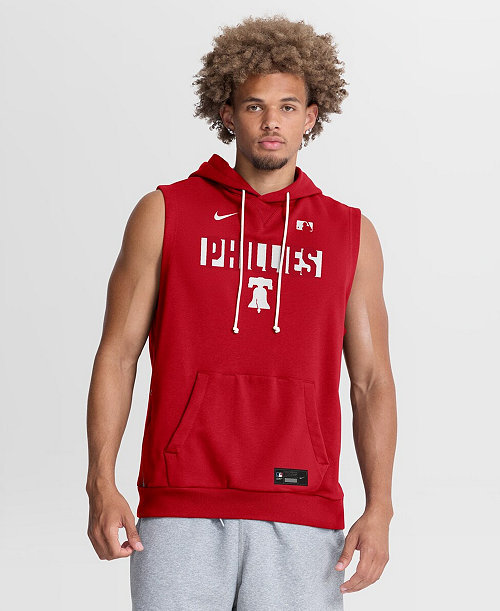 Men's Red Philadelphia Phillies Authentic Collection Standard Issue Dri-FIT Sleeveless Hoodie