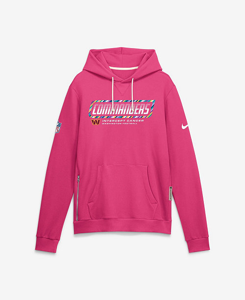 Men's Pink Washington Commanders 2026 NFL Cruical Catch Sideline Dri-Fit Pullover Hoodie