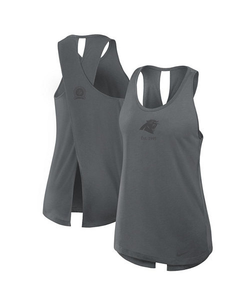 Women's Gray Carolina Panthers Glory Crisscross Performance Tank Top