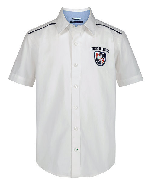 Boys' 8-20 Logo Short-Sleeve Button-Front Shirt