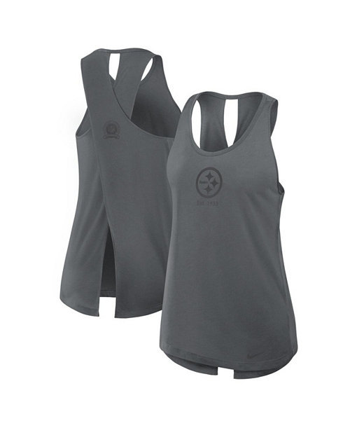 Women's Gray Pittsburgh Steelers Glory Crisscross Performance Tank Top