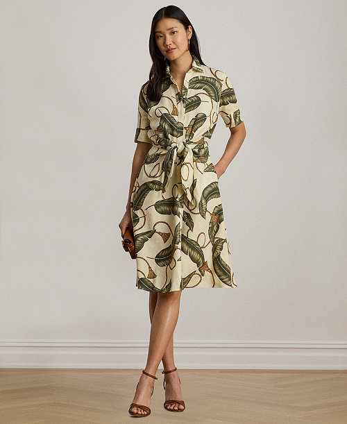 Lauren Ralph Lauren Women's Point Collar Linen Shirt Dress
