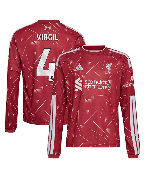 Boys' and Girls' Liverpool Virgil van Dijk 2026/27 Home Long-Sleeve Replica Jersey
