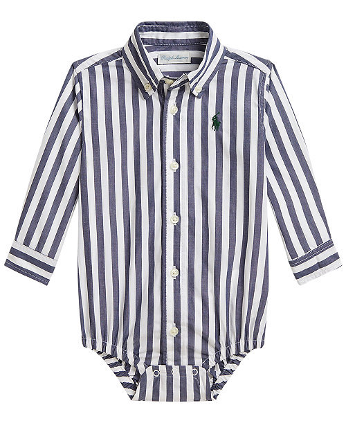 Baby Boys' Striped Cotton Poplin Bodysuit