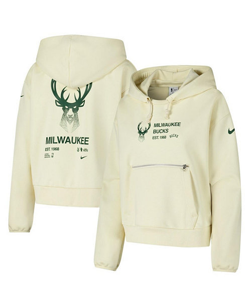 Women's Cream Milwaukee Bucks Courtside Standard Issue Performance Pullover Hoodie
