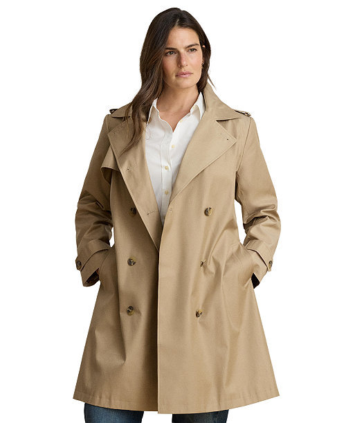 Plus Size Double Breasted Trench Coat, Created for Macy's