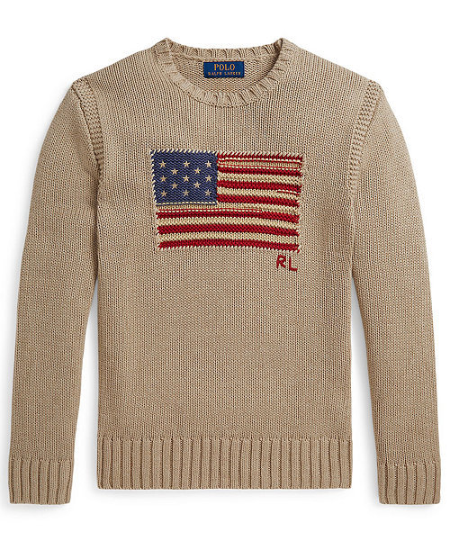 Boys' 8-20 Contrast Trim Iconic Flag Sweater