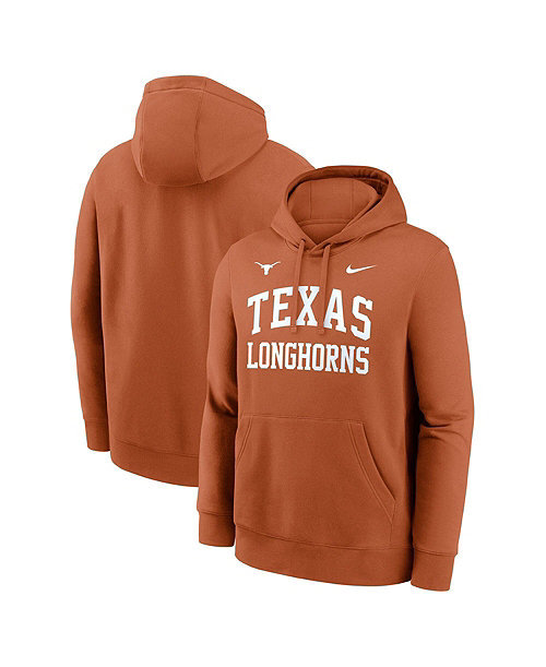 Men's  Texas Orange Texas Longhorns Primetime Arched Club Fleece Pullover Hoodie